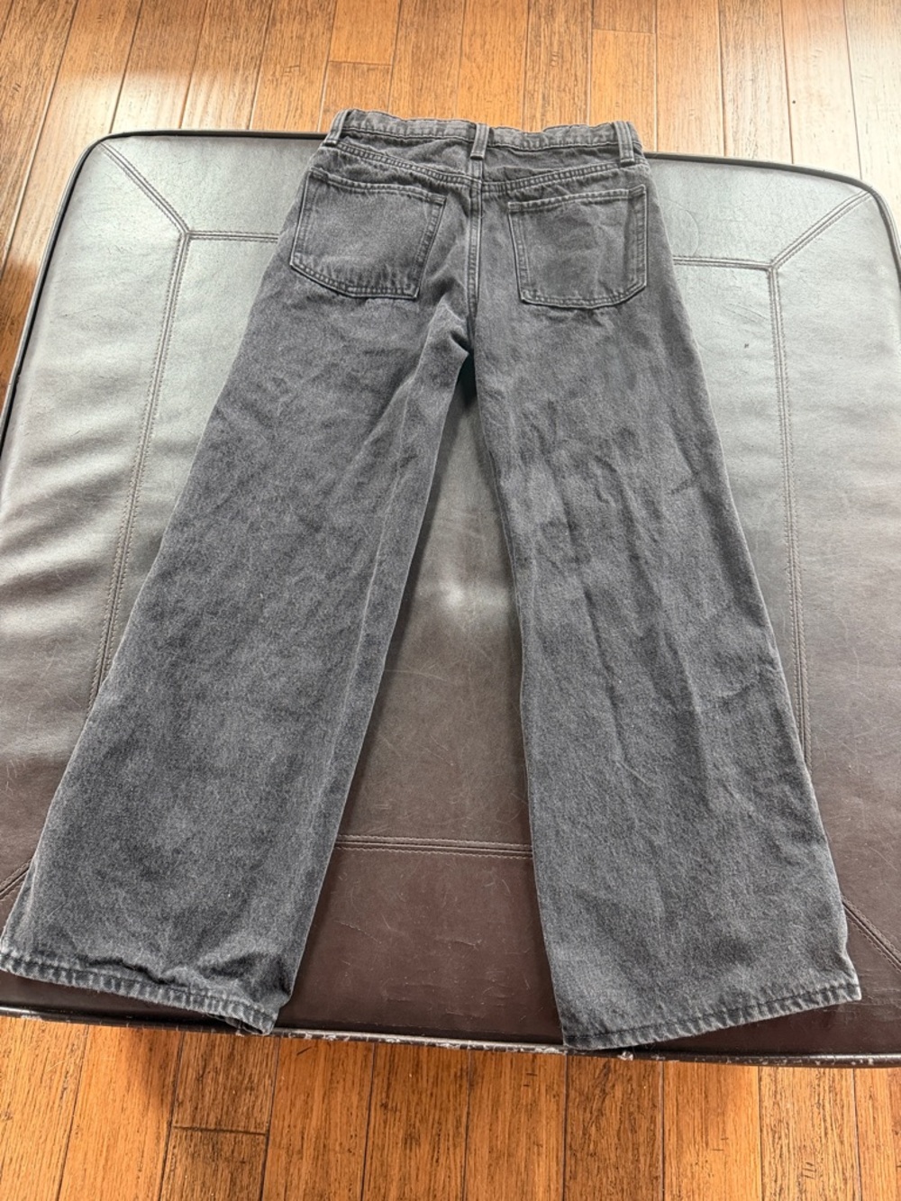 Old Navy Two-Tone Black/Grey Panel High Rise Baggy Wide-Leg Jeans (Size 14) - Picture 2 of 5